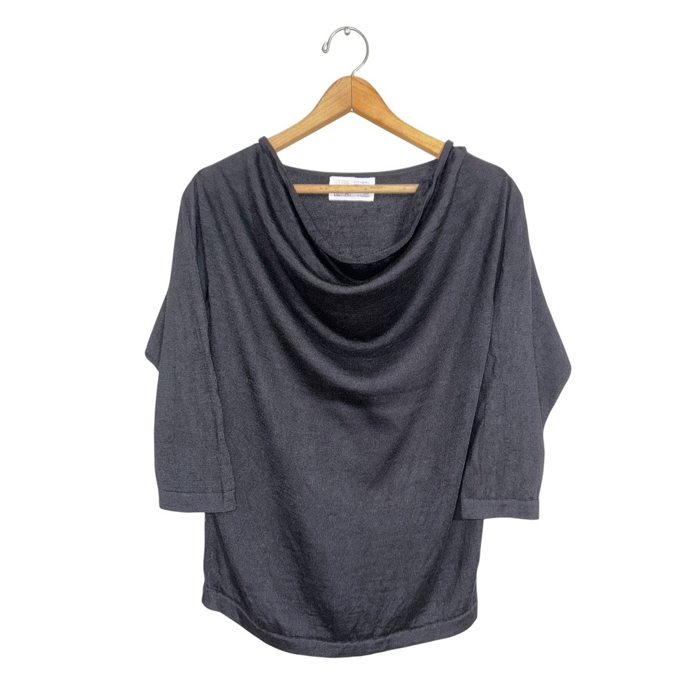 Valerie Louthan Scotland Cashmere Silk Cowl Neck Knit Top Scotland 3/4 Sleeve - Picture 3 of 8